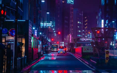 Download Wallpaper 2560x1600 Street Night City Neon Road Cars Widescreen 1610 Hd Background