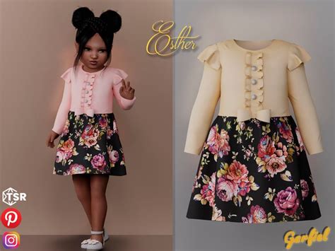 The Sims Resource Esther Floral Dress In 2024 Sims 4 Toddler