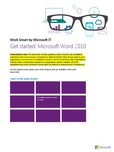 Get Started Microsoft Word 2010 Work Smart By Microsoft It Pdf