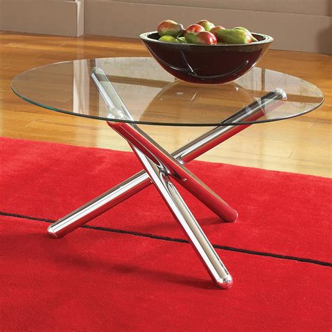 Choose from contactless same day delivery, drive up and more. Riviera Round Coffee Table Set - Glass, Chrome Cylindrical ...