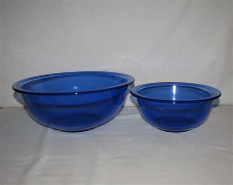 Pyrex Cobalt Blue Mixing Bowls S Set Of Free Shipping Etsy