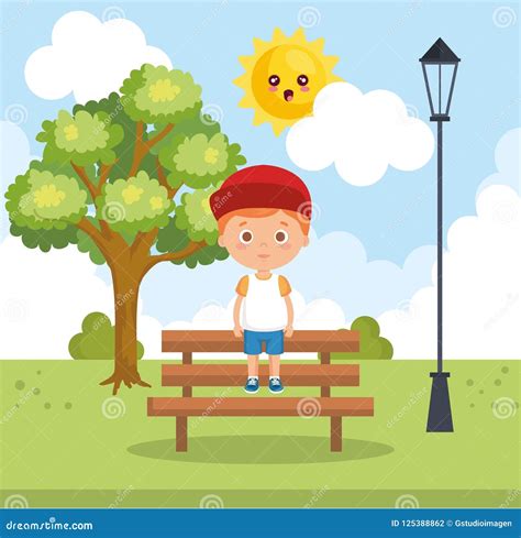 Little Boy In The Park Character Stock Vector Illustration Of School