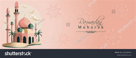 Ramadan Mubarak Banner Design Beautiful Mosque Stock Vector Royalty