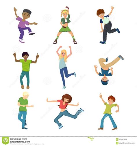 Dancing Styles Flat Icons Set Cartoon Vector 58460721