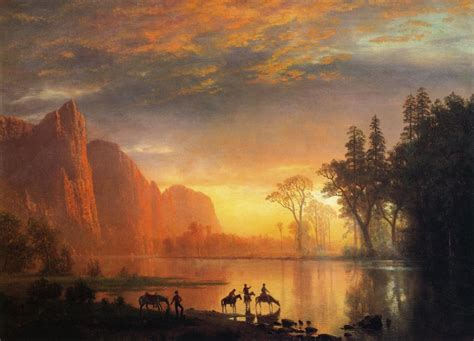 Yosemite Valley Sunset Painting Albert Bierstadt Oil Paintings