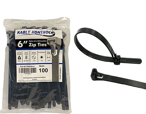 Kable Kontrol Reusable Cable Zip Ties 6 Inch 100 Pcs Black