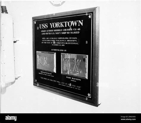 The ship's data plaque for the Ticonderoga class Aegis guided missile