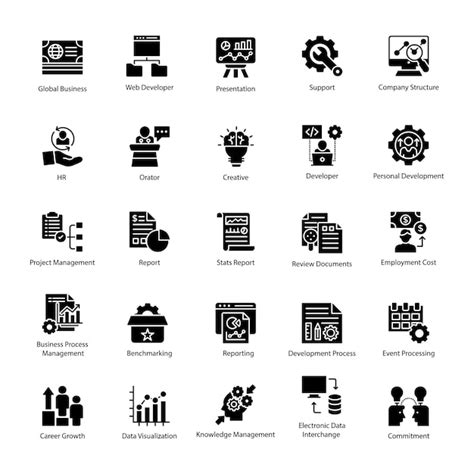 Premium Vector Business Management Glyph Icons Pack