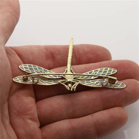 Dragonfly Brooch Pin Enamel 14k Yellow Gold Necklace Enamel Etsy