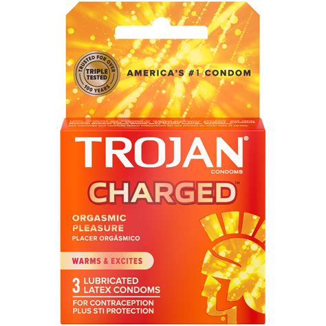 Trojan Charged Lubricated Condoms 3ct