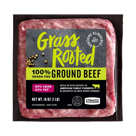 80 Lean Grass Fed Ground Beef Strauss Brands