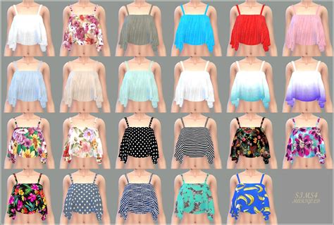 Sims 4 Ccs The Best Ruffle Sleeveless Crop Tops Accessory Tops And