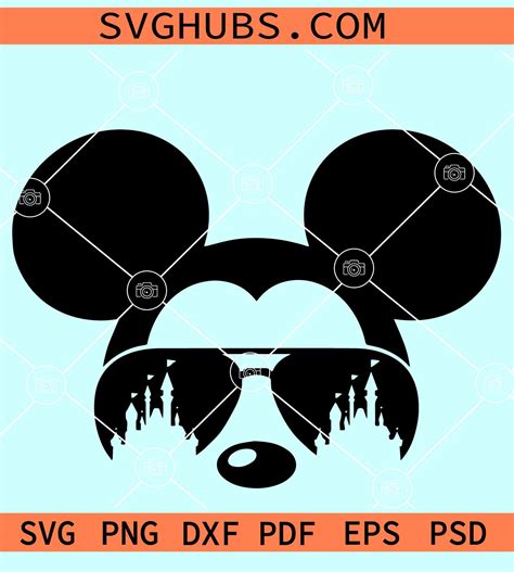 Mickey With Castle Sunglasses Svg Disney Castle Svg Mickey With