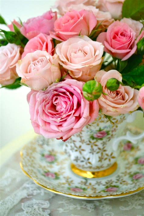 Teacup With Roses Cottage Life Pinterest Teacup Flowers And Rose