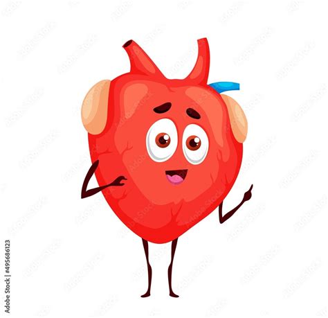 Human Funny Cartoon Heart Character Of Vector Anatomy Mascot Or