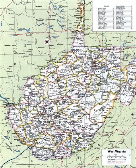 Large Detailed Administrative Map Of West Virginia State With Roads And The Best Porn Website