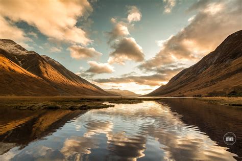 Loch Etive With A Sunset Sky Reflected In The Water Schottland Natur