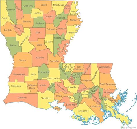 Louisiana Parish County Map Louisiana Map Louisiana Parish Map