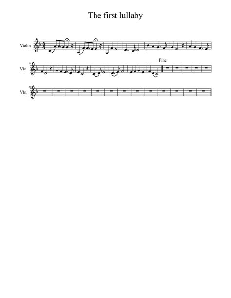 The First Lullaby Sheet Music For Violin Download Free In Pdf Or Midi