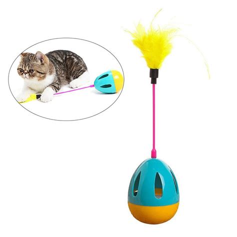 Ukcoco Tumbler Kitten Toy Ball With Feathers Interactive Cat Toys