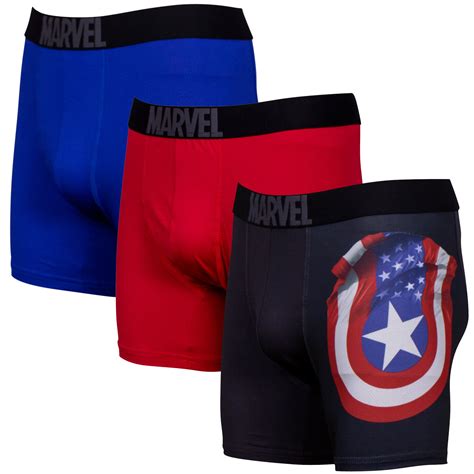 Captain America Performance Mesh Underwear Boxer Briefs 3 Pair Pack