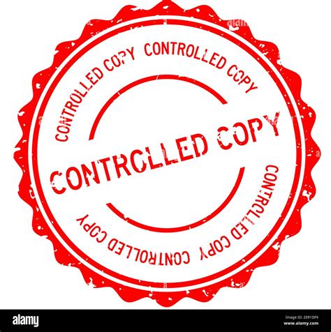 Grunge Red Controlled Copy Word Round Rubber Seal Stamp On White