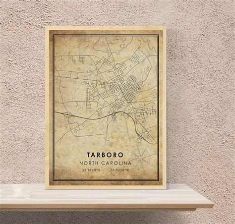 Tarboro Map Print Tarboro Map North Carolina Map Art Etsy España