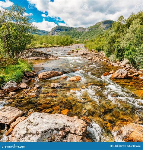 Norway Nature Cold Water Mountain River Stock Image Image Of Rock