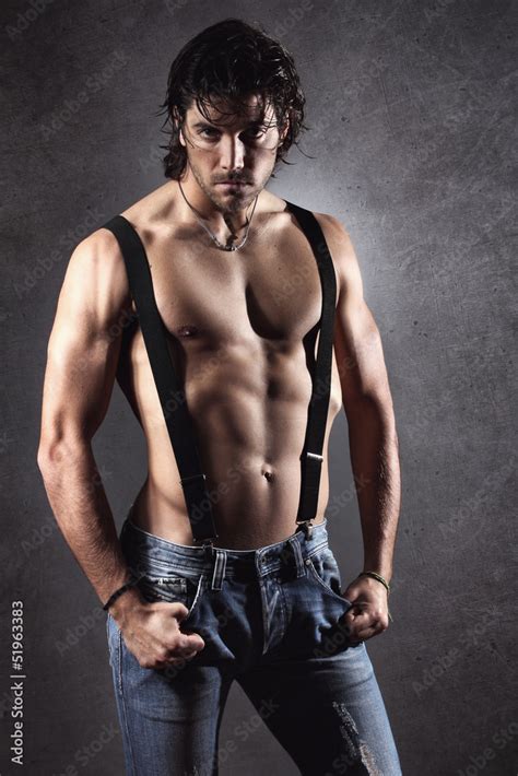 Sexy Man Shirtless With Suspenders Stock Photo Adobe Stock