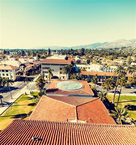Panoramic View Of Downtown Santa Barbara Stock Photo Image Of
