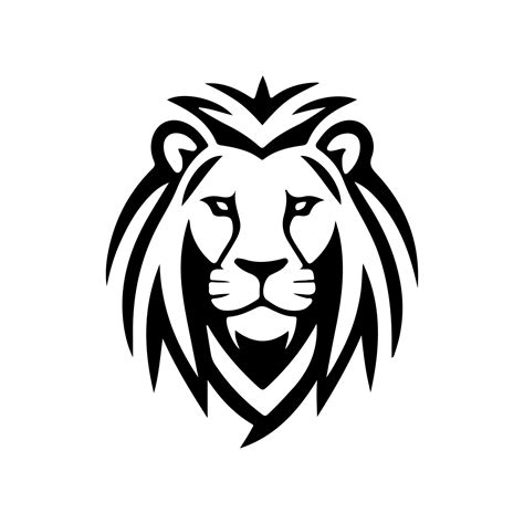 Lion Head Face Logo Silhouette Black Icon Tattoo Mascot Hand Drawn Lion