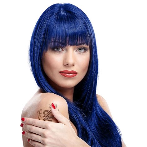 Manic panic midnight blue on unbleached dark brown hair. Manic Panic Amplified Semi-Permanent Blue Moon Hair Dye 118ml