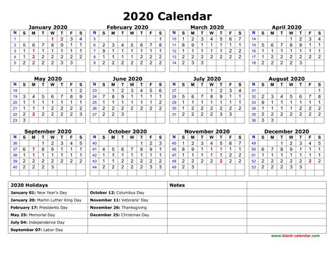 2020 Free Printable Calendars With Holidays Qualads