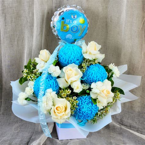 Baby Boy Flowers And Balloon Flowers With Passion Sydney