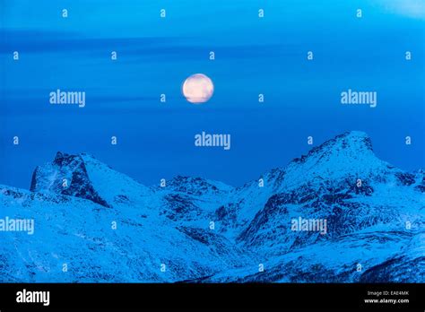 Full Moon Over The Mountains Stock Photo Alamy