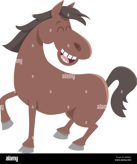 Cartoon Illustration Of Happy Horse Farm Animal Character Stock Vector