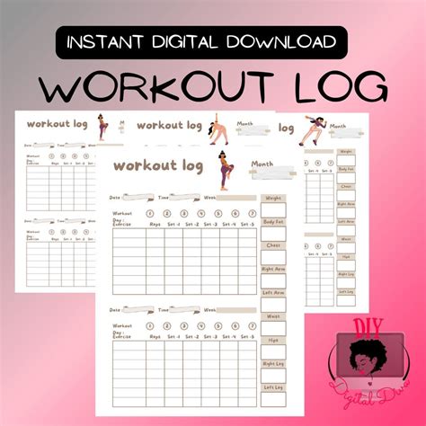 Workout Template Workout Log Waist Workout Fitness Planner Fitness