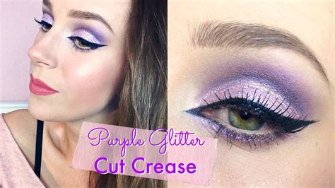 Purple Glitter Cut Crease Makeup Tutorial Xmas Youtube