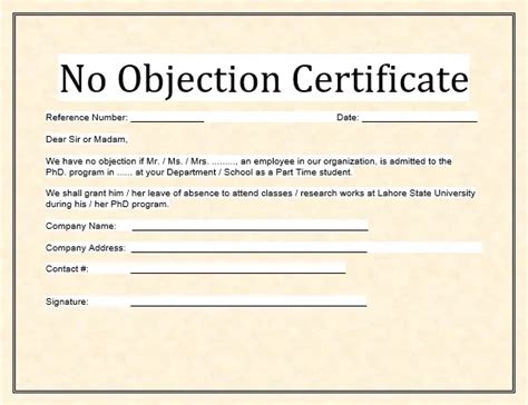 No Objection Certificate Templates 15 Free Word And Pdf Certificate