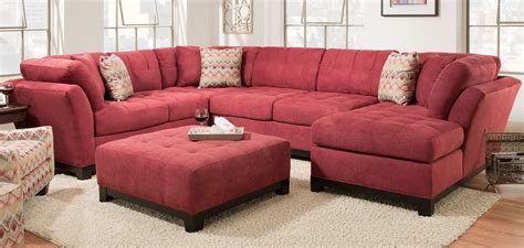 Contemporary Red 3 Piece Sectional Sofa With Raf Rc Willey
