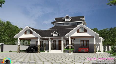Single Floor Sloped Roof Home 2518 Sq Ft Kerala Home Design And Floor