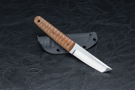 Terry Guinn Knives Fixed Blade Tanto Satin Finish W Natural Linen