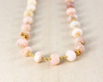 Pink Opal Necklace Etsy