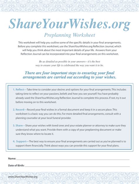 Five Wishes Printable Copy