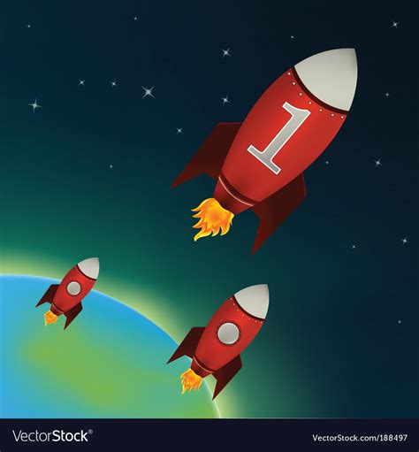Rockets Flying In Outer Space Royalty Free Vector Image