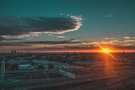 Aerial View Of Sunset On Horizon · Free Stock Photo