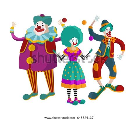 Three Happy Clowns Stock Vector Royalty Free 648824137 Shutterstock