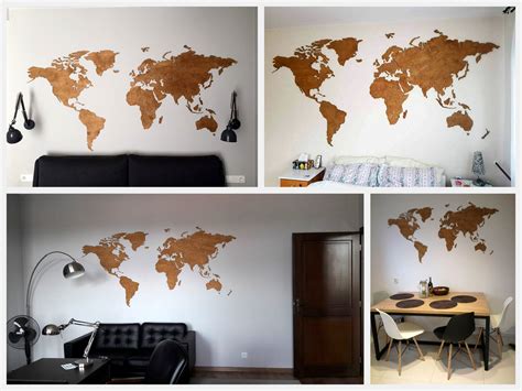 Mapa świata 3d dekoracja na ścianę drewno Design 6793978523 - Allegro.pl