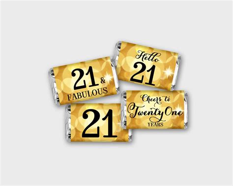 21st Birthday Gold Bokeh Mini Candy Wrapper Birthday Candy Etsy