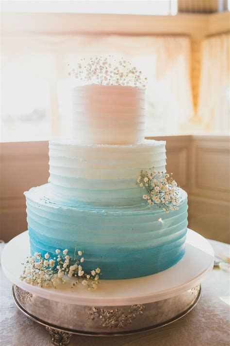 Ombre Blue And White Tiered Wedding Cake In 2020 Wedding Cakes Blue